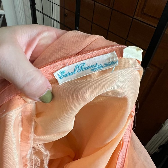 Vintage 1960s Carol Gowns by Mr Walter Peach Organza Ruffle Formal Gown M - Picture 5 of 5